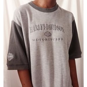 Harley Davidson Gray Waffle Knit Embroidered Tee 1064